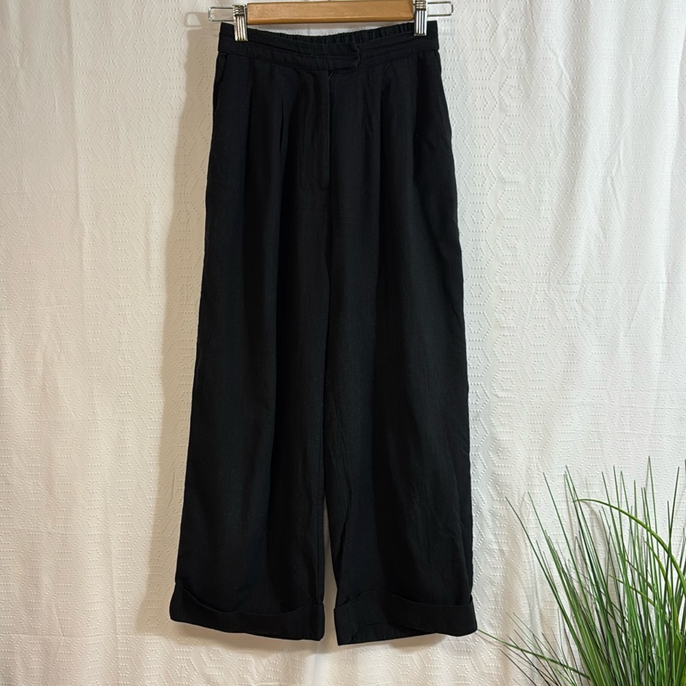Ali Golden Wide Leg Pants cuffed silk